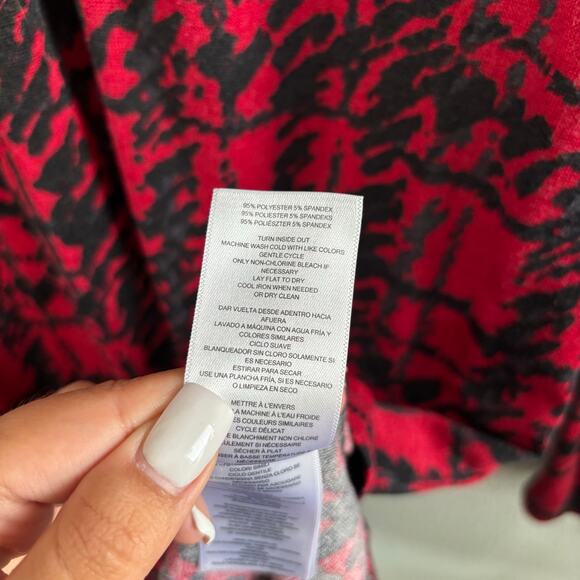 Michael Michael Kors Red and Black Sweater Dress Half Zip Closure Knee Length L - Picture 5 of 8